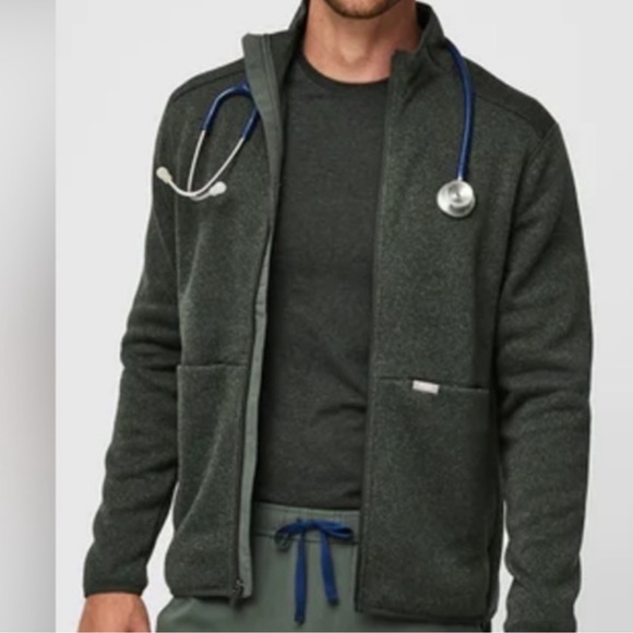 Figs On Shift Sweater knit Jacket zip up Size Small Green Sold out color - Picture 3 of 12